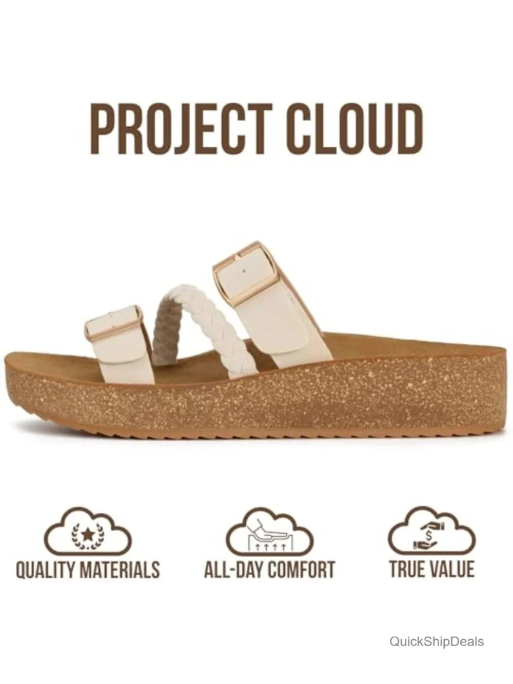 Eco-Crafted Leather Platform Sandals with Adjustable Buckle and Non-Slip Outsole